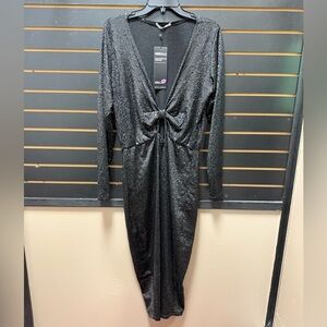 Rebdolls Black Sequin Cutout Long Sleeve Dress 2X NWT